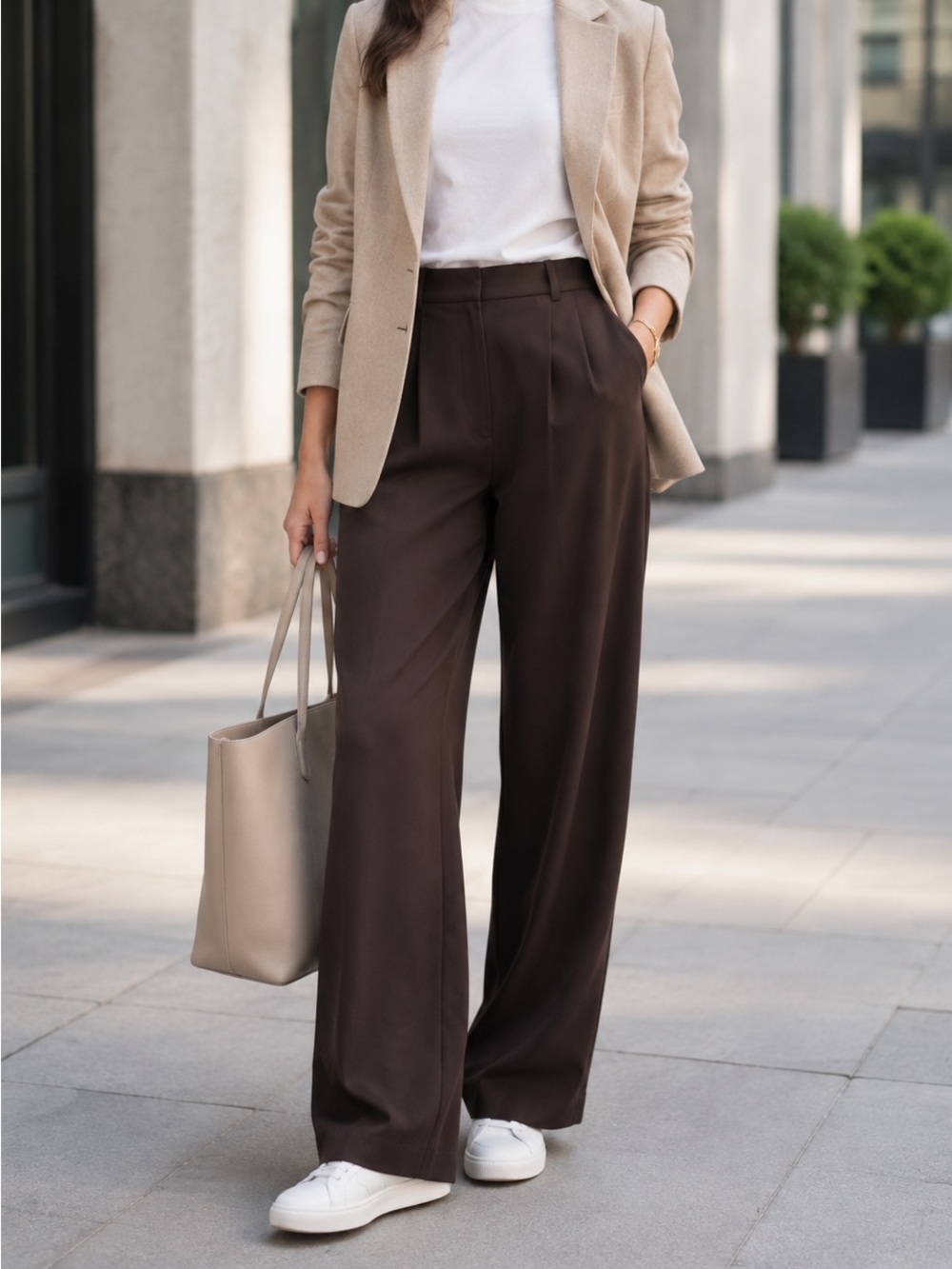 Abercrombie & Fitch Sloane Tailored Wide Leg Pants Size 27 Brown